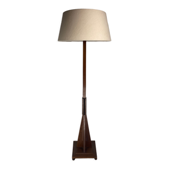 Dutch art deco amsterdam school floor lamp with bouclé shade, 1930s