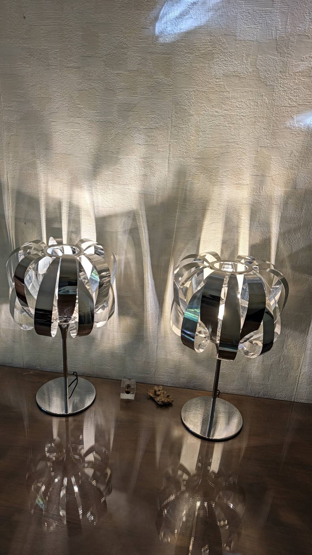 Paire de lampes eres chrome – seylumière– design space age