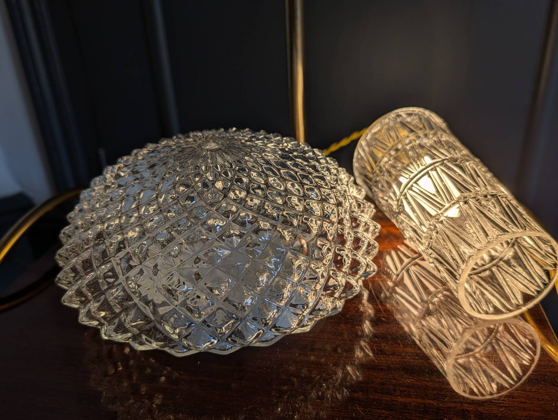 Vintage moulded glass wall light / ceiling light