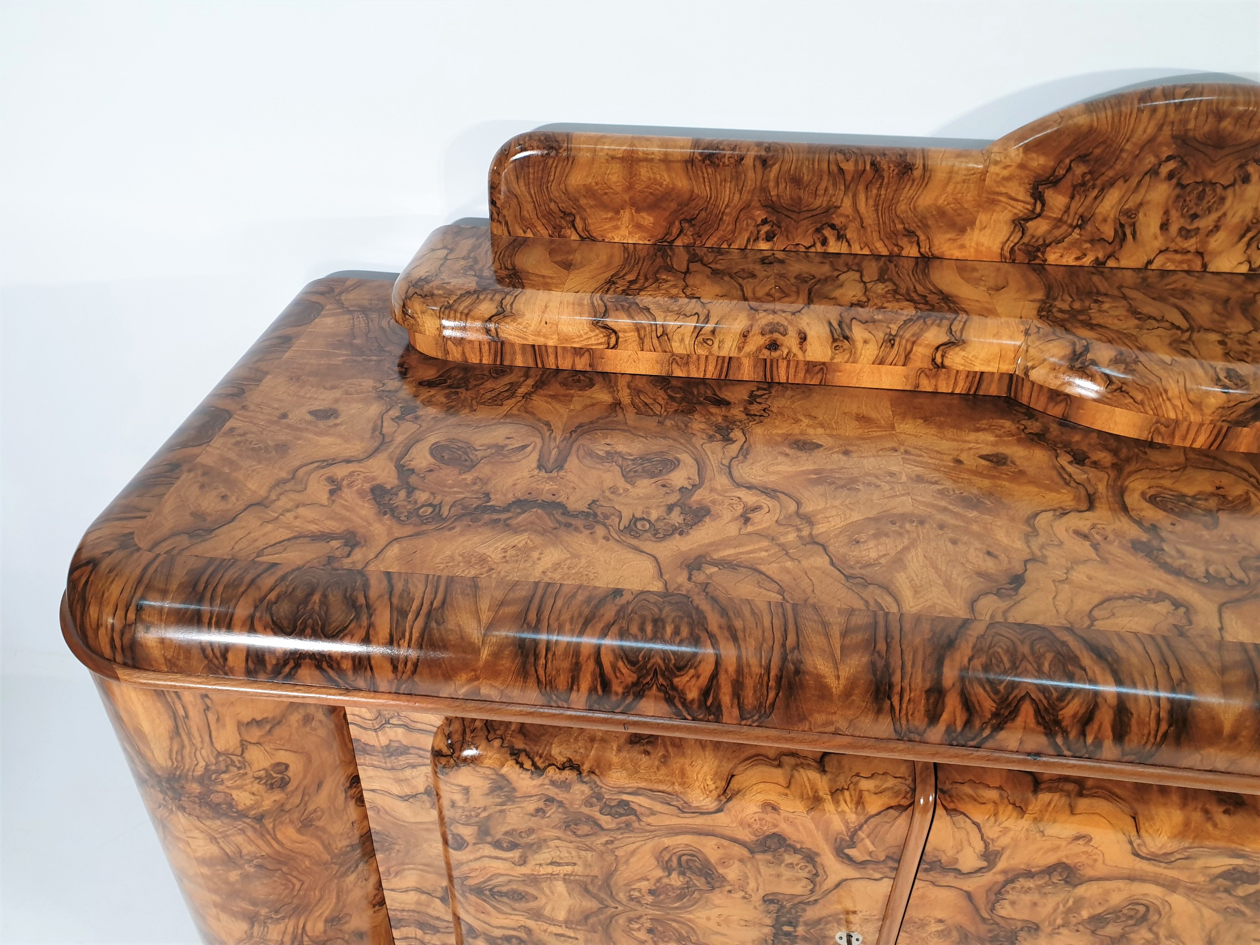 Art Deco Walnut Veneer Buffet, 1940s