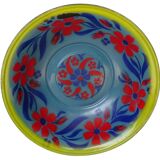 Grand bol vintage français émaillé à fleurs peintes à la main