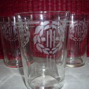 Old sandblasted glasses with laurel wreaths x6