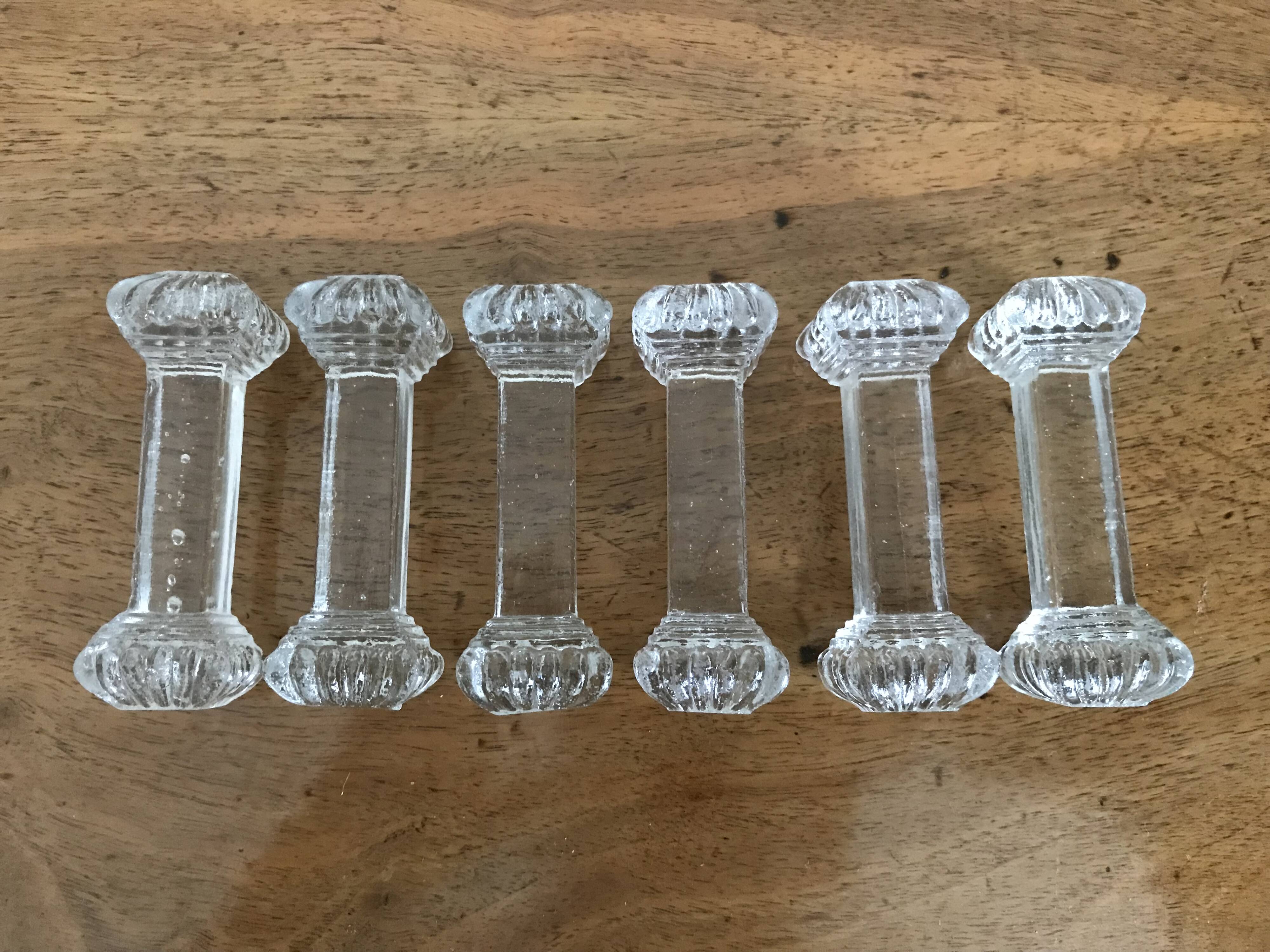 Set of six Art Deco glass knife holders