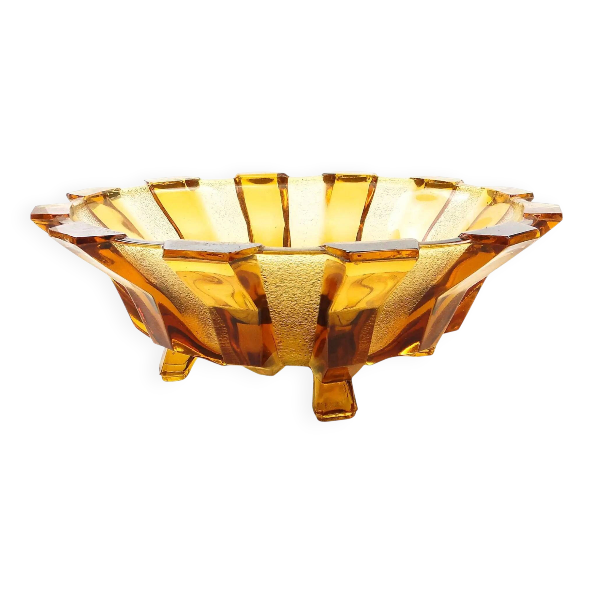Bol à fruits Art Déco, en verre, Val Saint Lambert, Belgique, années 1950