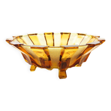 Art Deco fruit bowl, glass, Val Saint Lambert, Belgium, 1950s