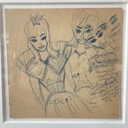 Dessin à l'encre bleue par une adolescente