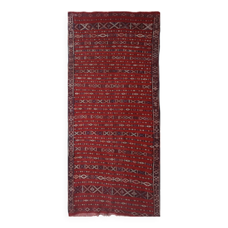 Tapis marocain rectangulaire vintage en laine rouge