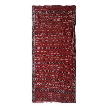 Tapis marocain rectangulaire vintage en laine rouge