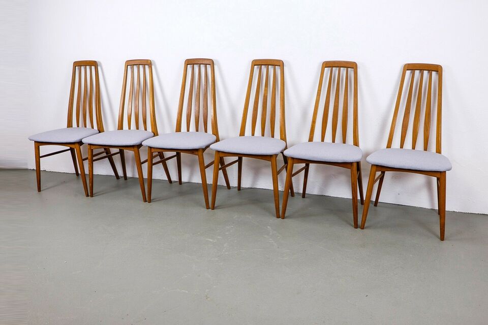 Set of 6 eva vintage chairs in Teak Niels Koefoe Hornslet Midcentury 60s