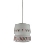 Vintage opaline glass pendant light with geometric design, 1960s Lunel style
