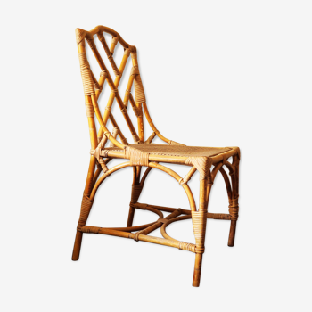 Chaise en bambou chippendale des années 1960