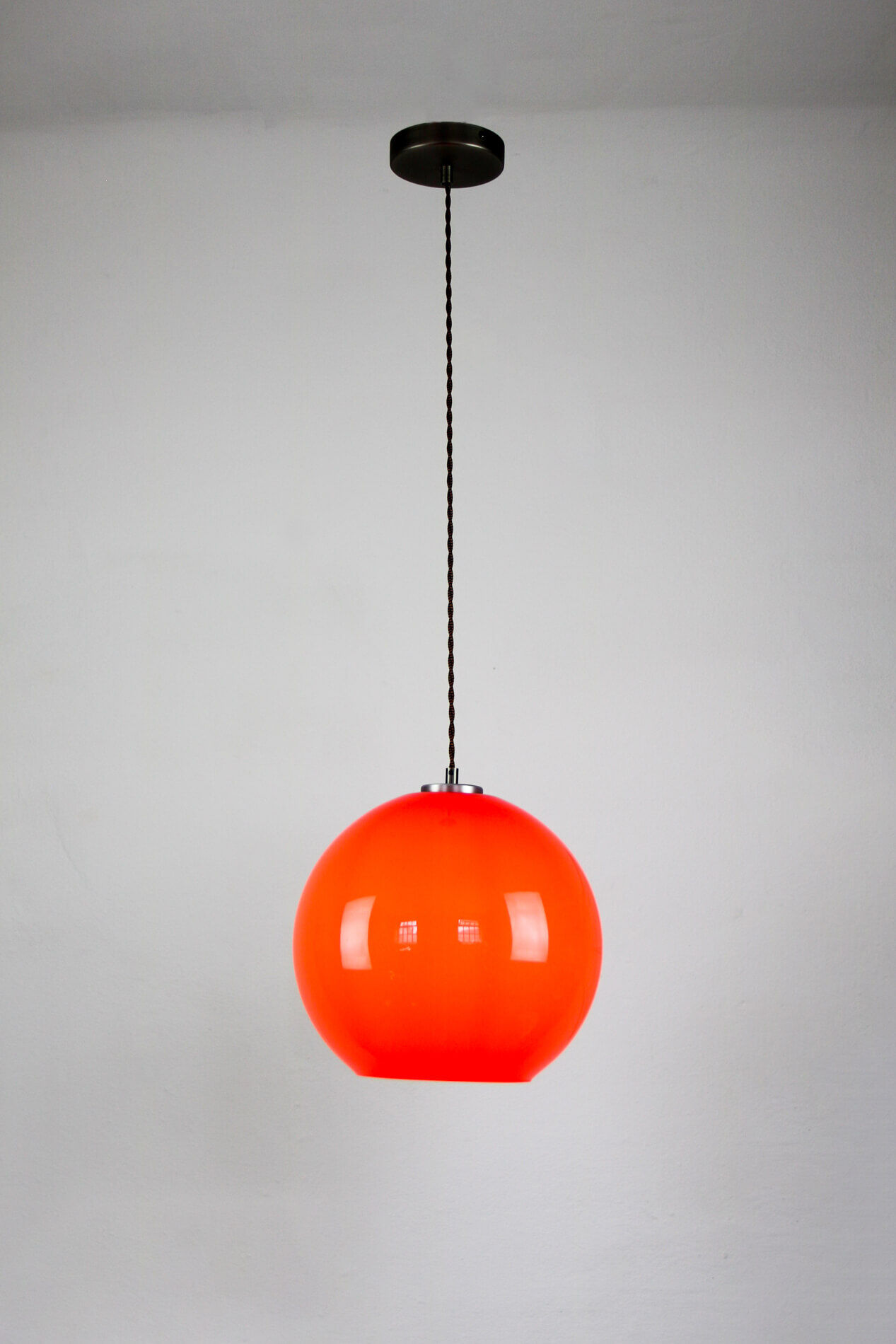 Mid-Century red glass hanging lamp