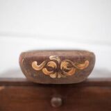 Vintage wooden basket, wooden basket with flower patterns, hand painted signed, kitchen, fruit bowl