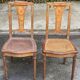 2 Art Deco chairs from the 1930s, solid wood and cane