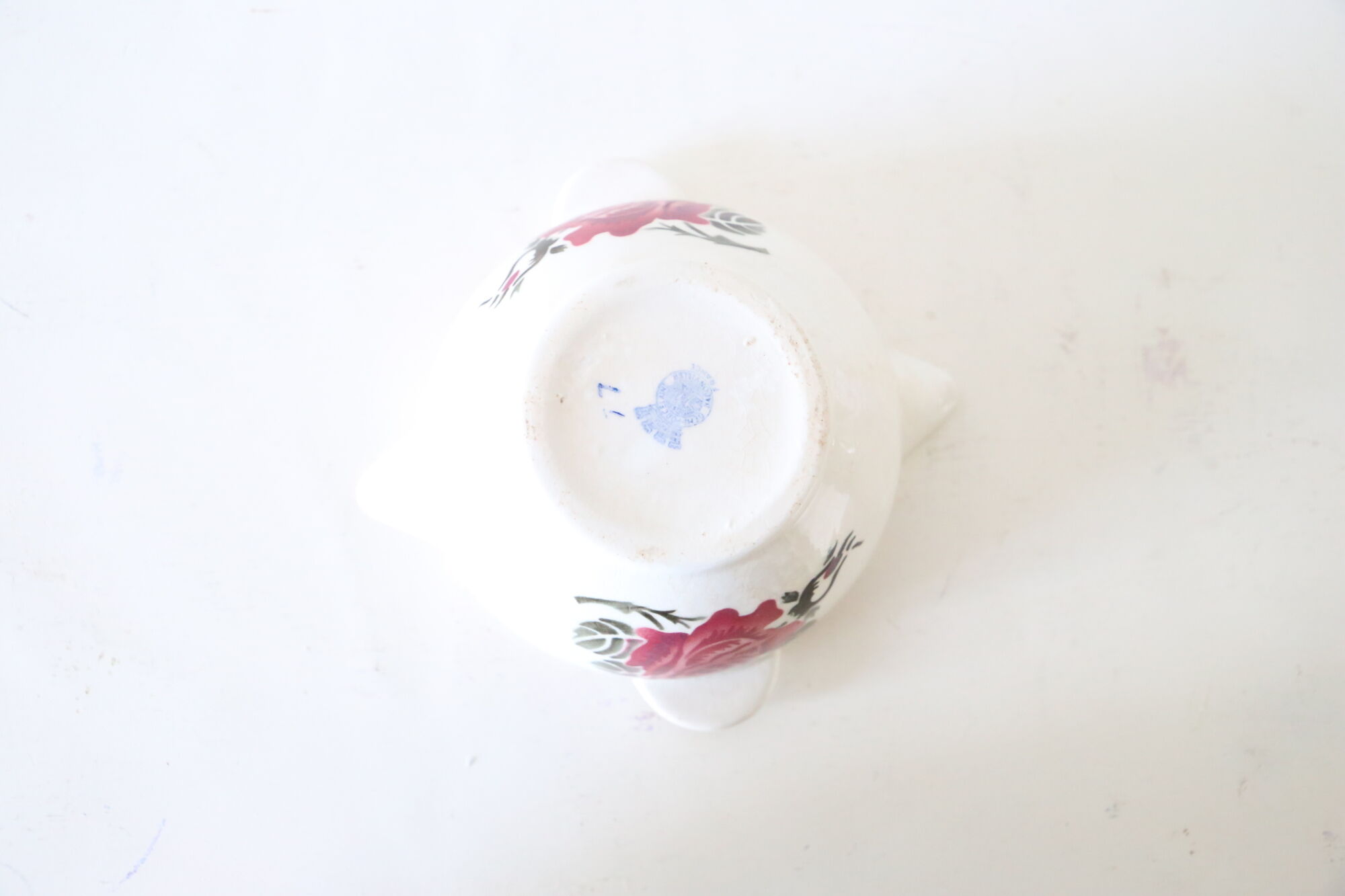 Saucière Badonviller ceramic, rose decoration, art deco, 1930, vintage French
