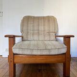 Maison Regain style modernist armchair in solid elm