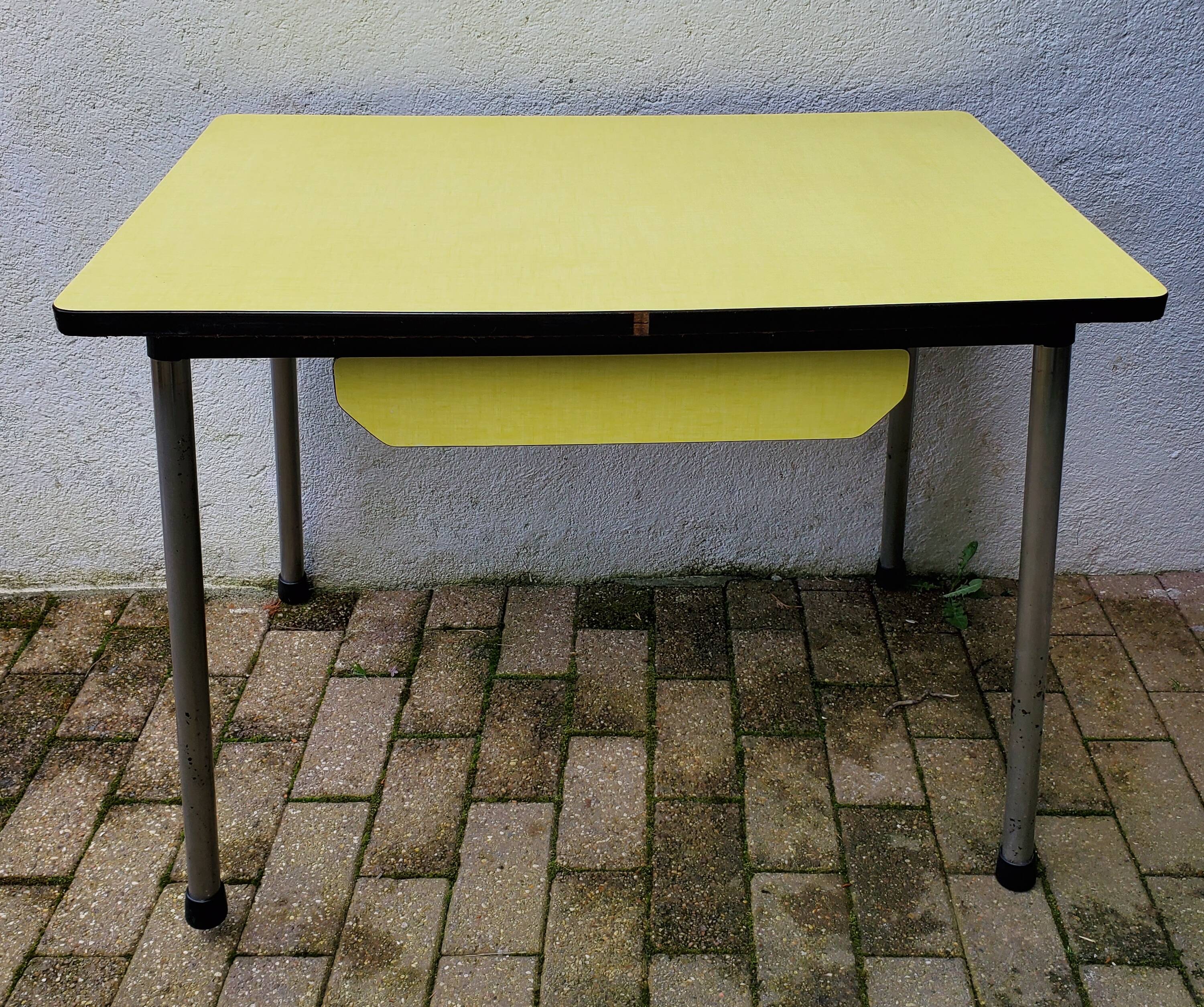 Yellow formica table 1960