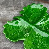 Green Ceramic Hors d'Oeuvres Dish in Leaf Shape, Art Deco Period
