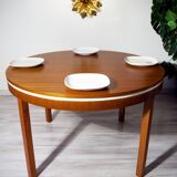 Round table/oval teak and white line, extensions, year 60