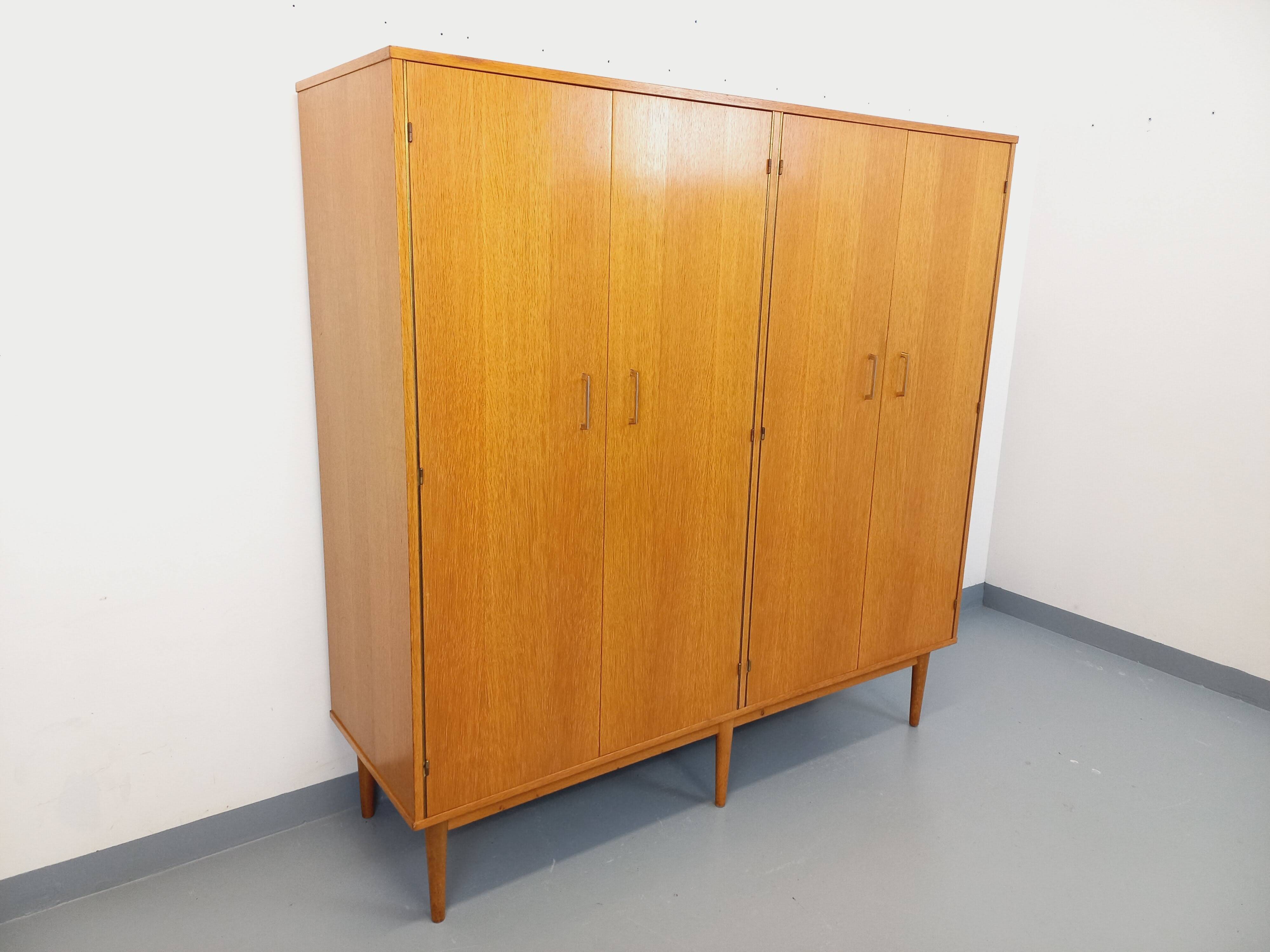 Vintage oak wardrobe from the 1960s.