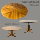 Adjustable table, Scandinavian, walnut, 1960 “Mount and Lower”.