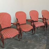 Ensemble de 4 fauteuils Louis Philippe, acajou blond, XIX°