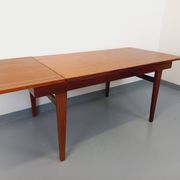 Vintage Scandinavian 50s 60s teak dining table with extension
