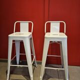 Pair of Tolix Bar Stools in Pure White