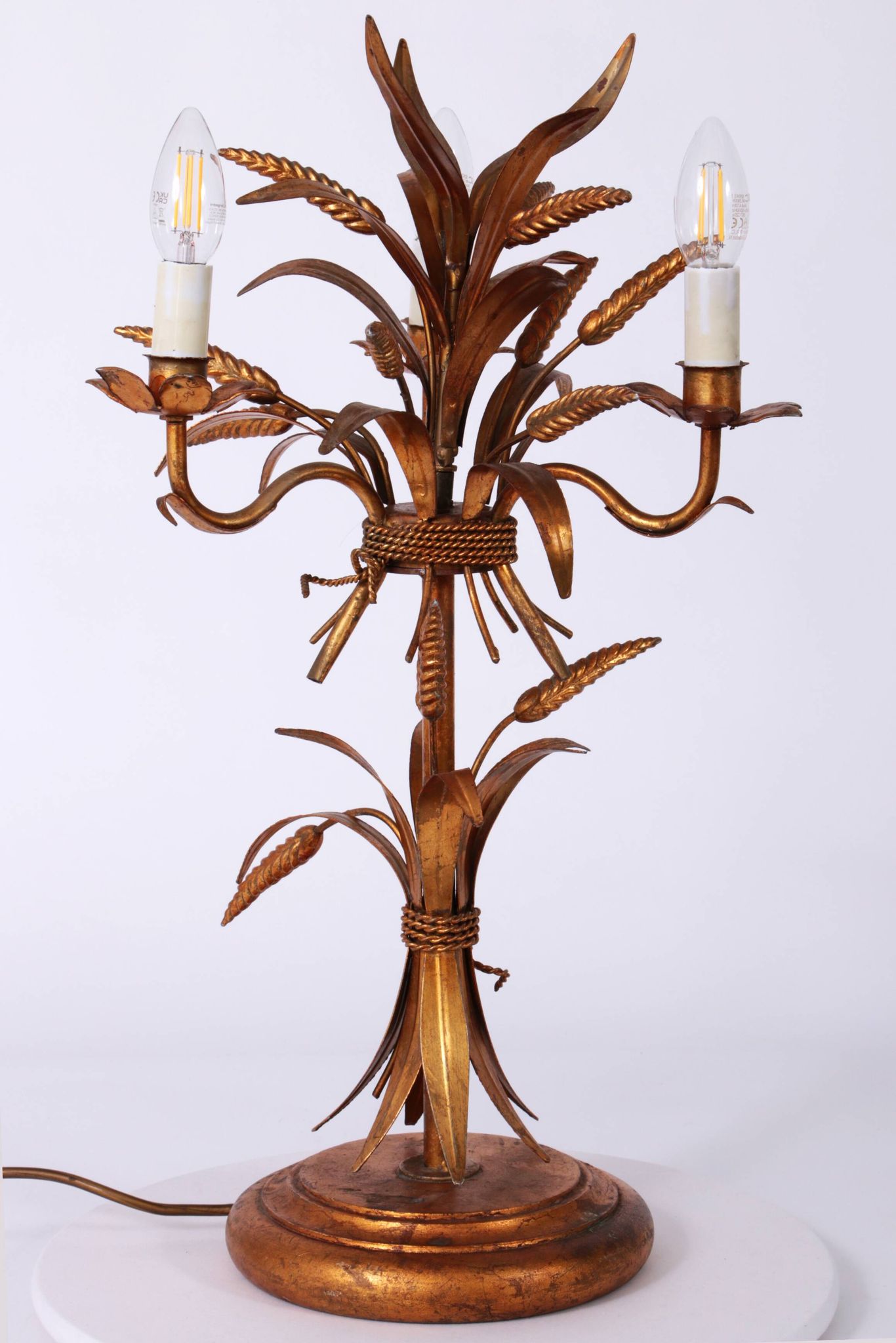Gilt ‘Sheaf of Wheat’ Table Light, Florentine Table Lamp by Hans Kögl, 1960s