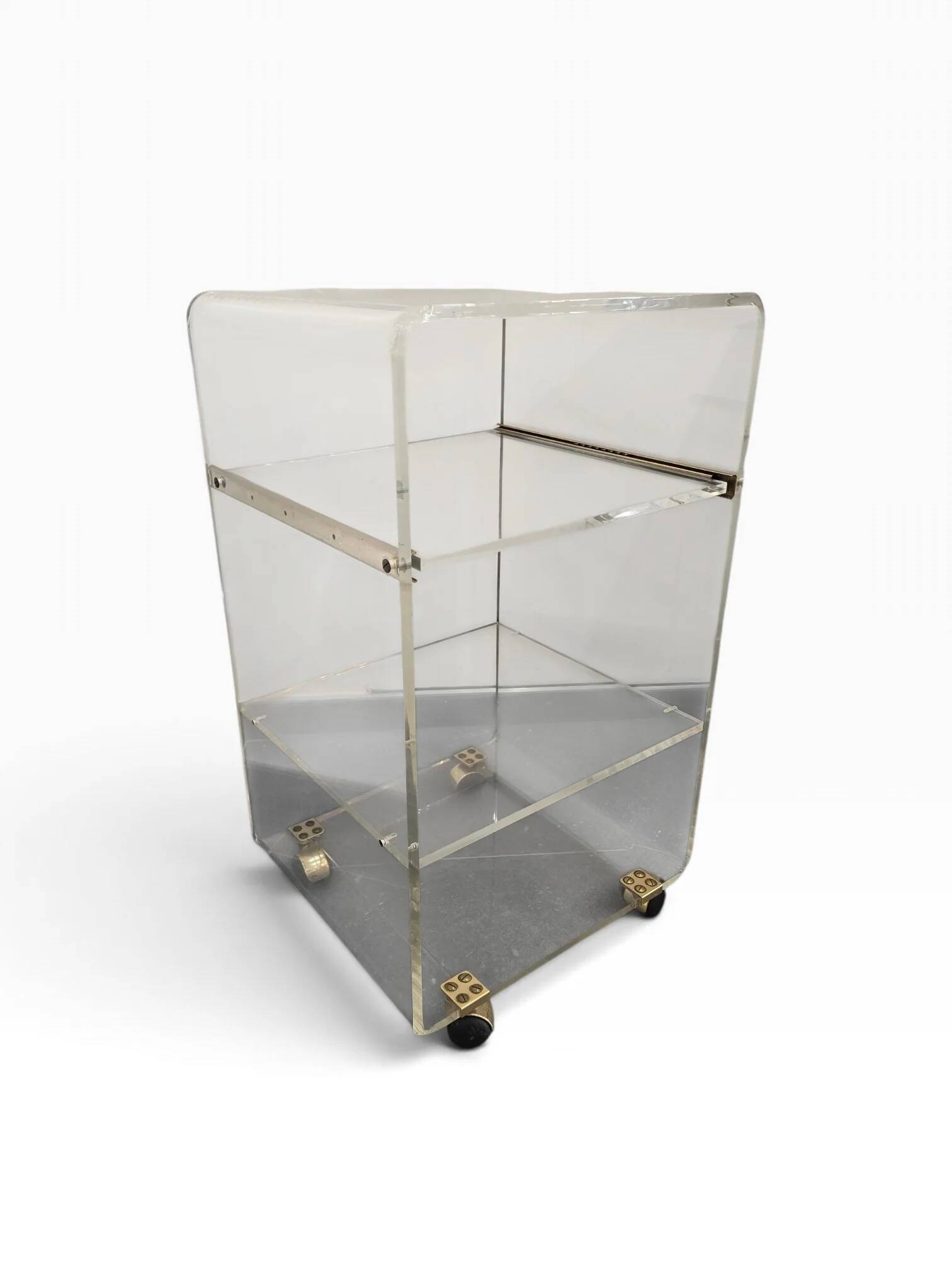 Rolling dessert trolley in plexiglass – Marais International – 1970s-1980s