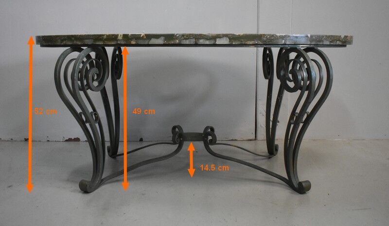 Marble and Forged Iron Low Table - 1950