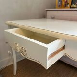 Table with solid cream oak through drawer