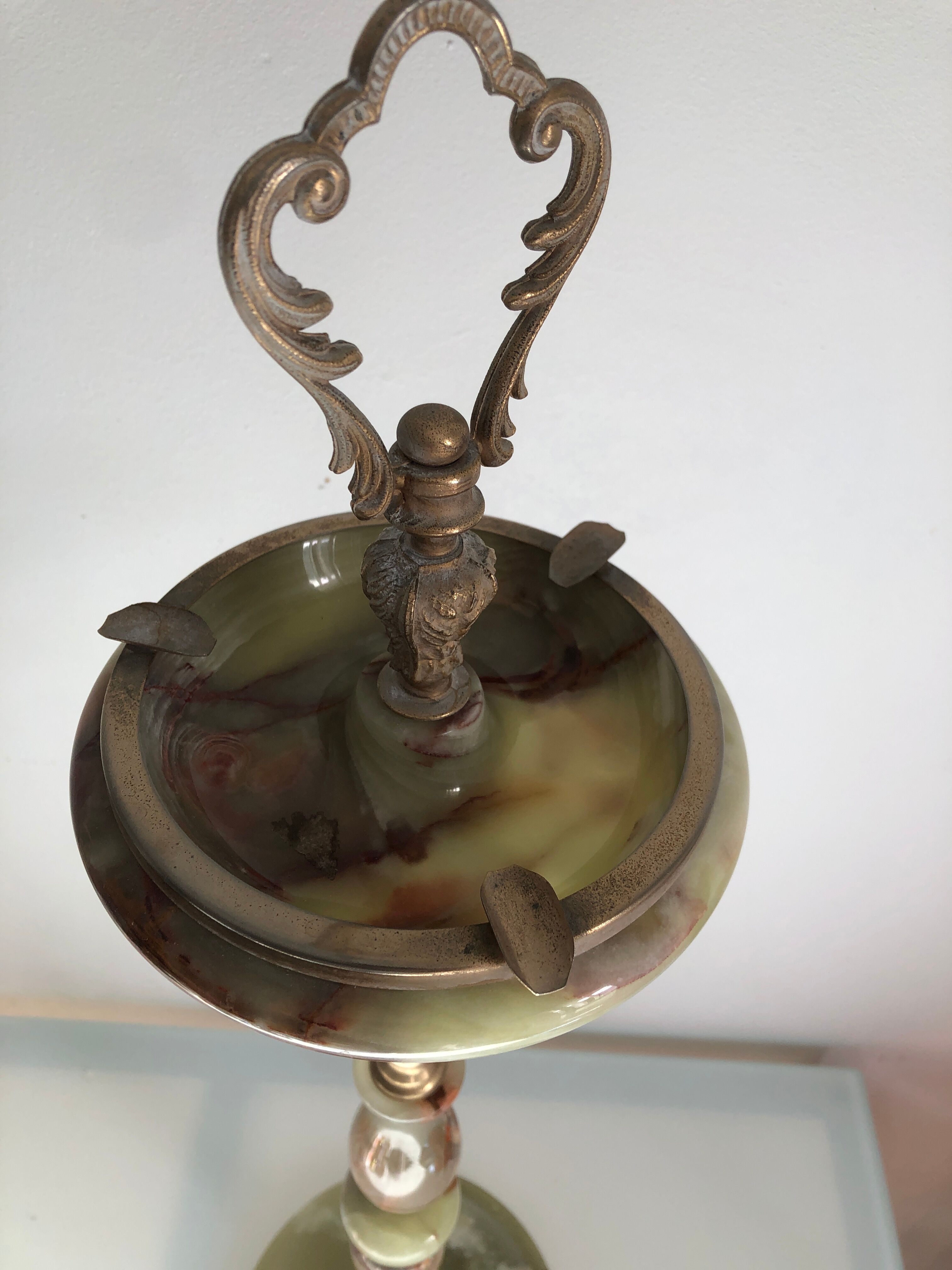 Ashtray on bronze marble foot