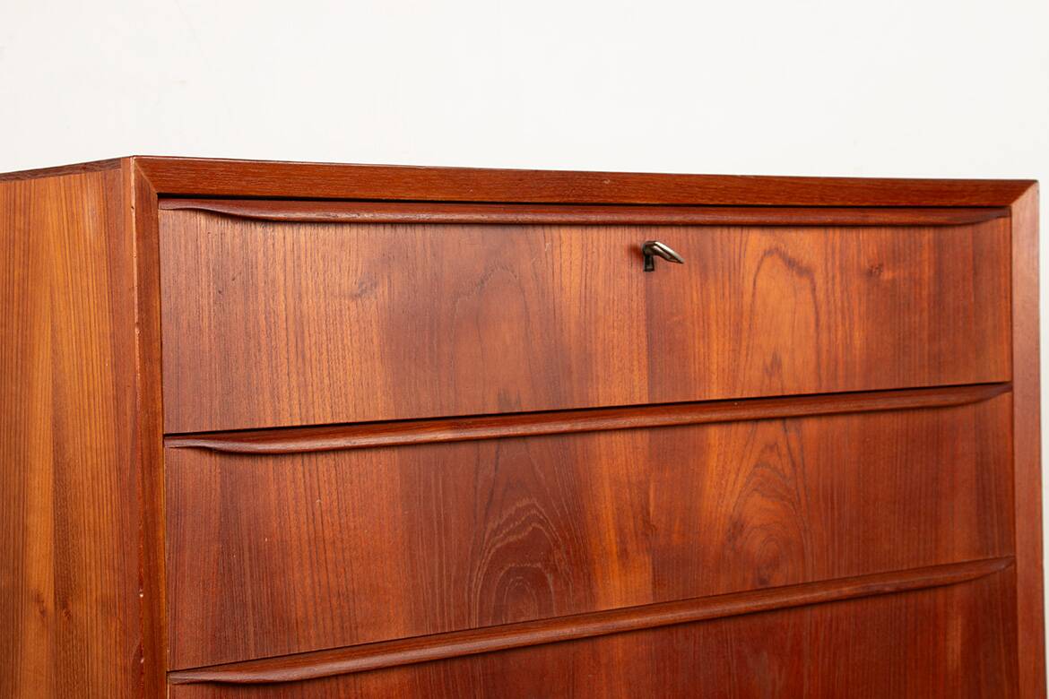 Commode 4 tiroirs en teck, Danemark 1960