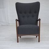 1960s, Danish armchair by Fritz Hansen model 8000/8020, furniture wool.