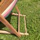 Chilienne transat chaise longue pour enfant vintage, toile rayures 1960-1970.