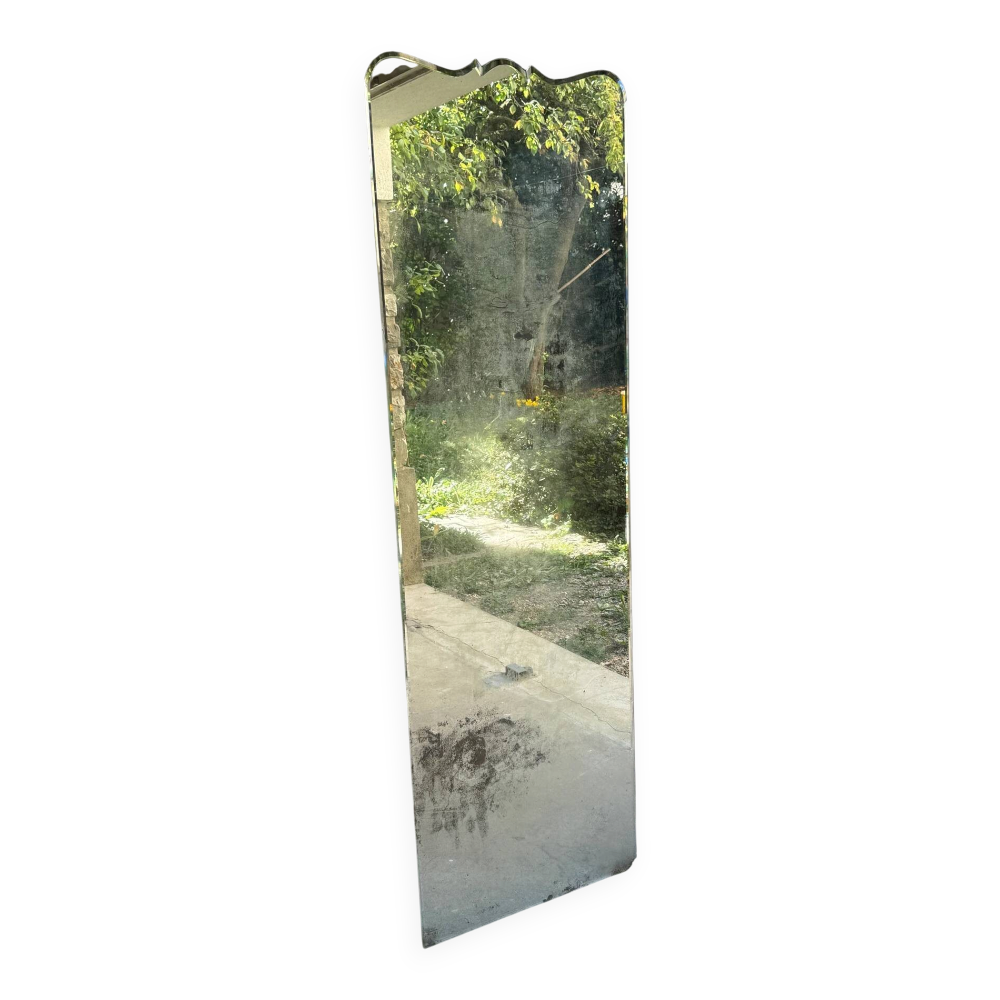 Large vintage mirror with bevelled glass.