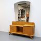 Vintage dressing table with a triptych mirror in oak.