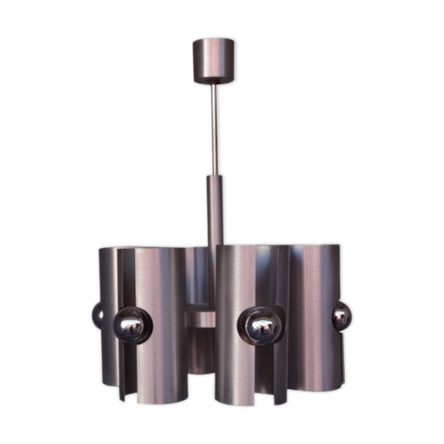 Chandelier 1970 brushed aluminum design