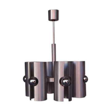 Lustre 1970 design aluminium brossé