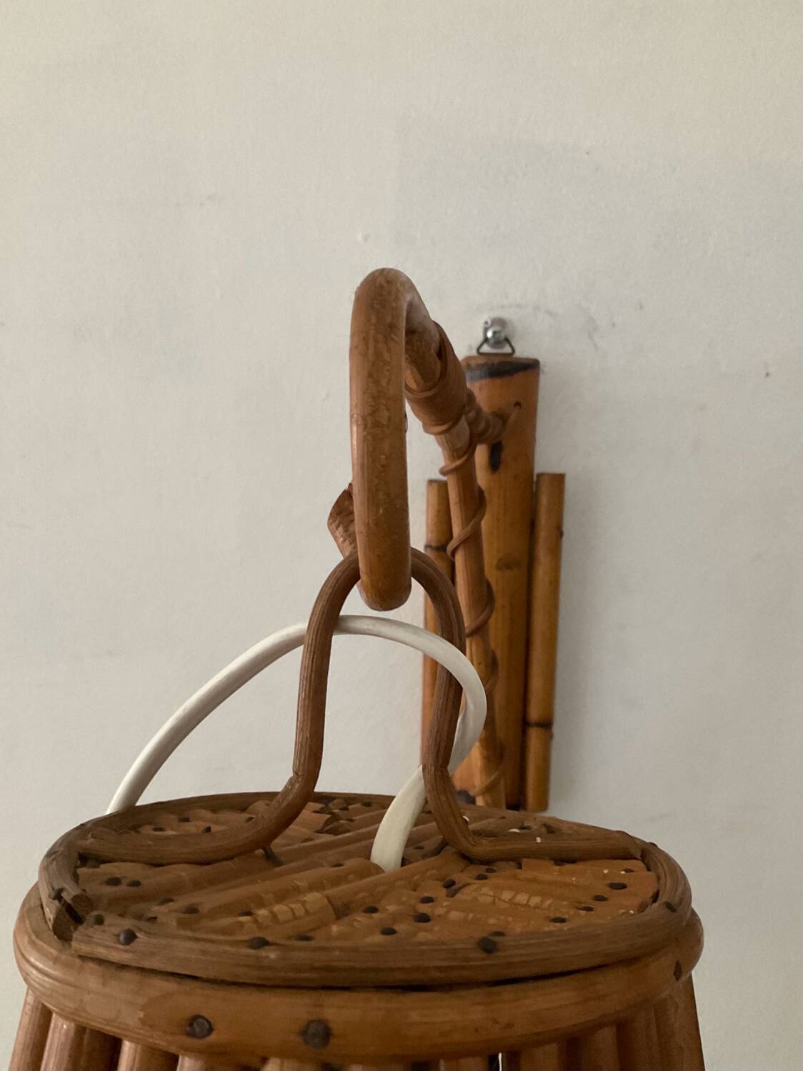 Louis Sognot rattan wall lamp from the 50s and 60s