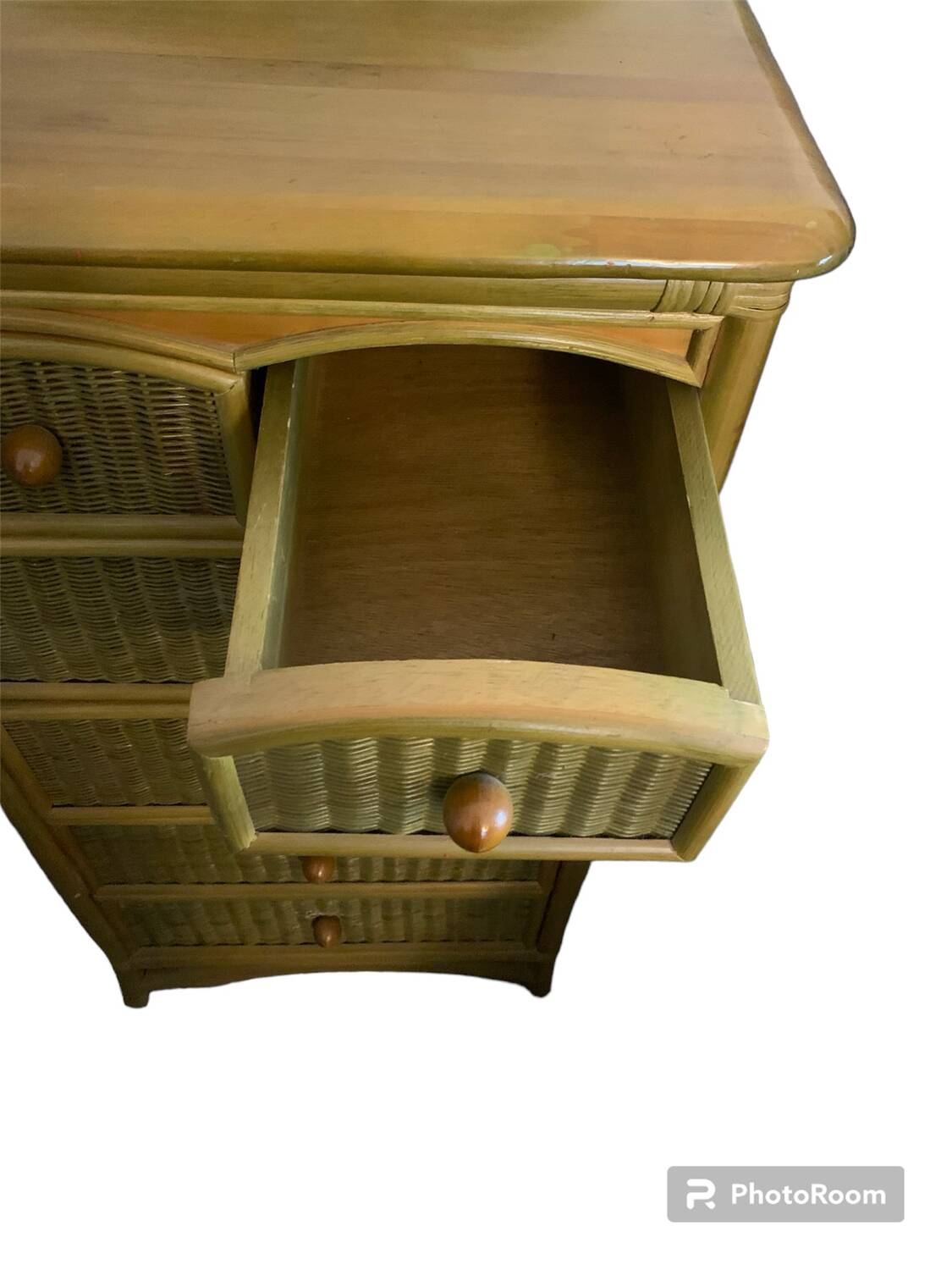 Chiffonier furniture with drawers rattan green wood
