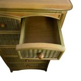 Chiffonier furniture with drawers rattan green wood