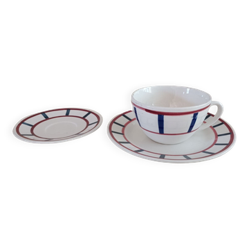 Tea cup, saucer and Basque plate Digoin