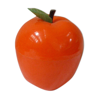 Seau à glace pomme de couleur orange vintage 1970