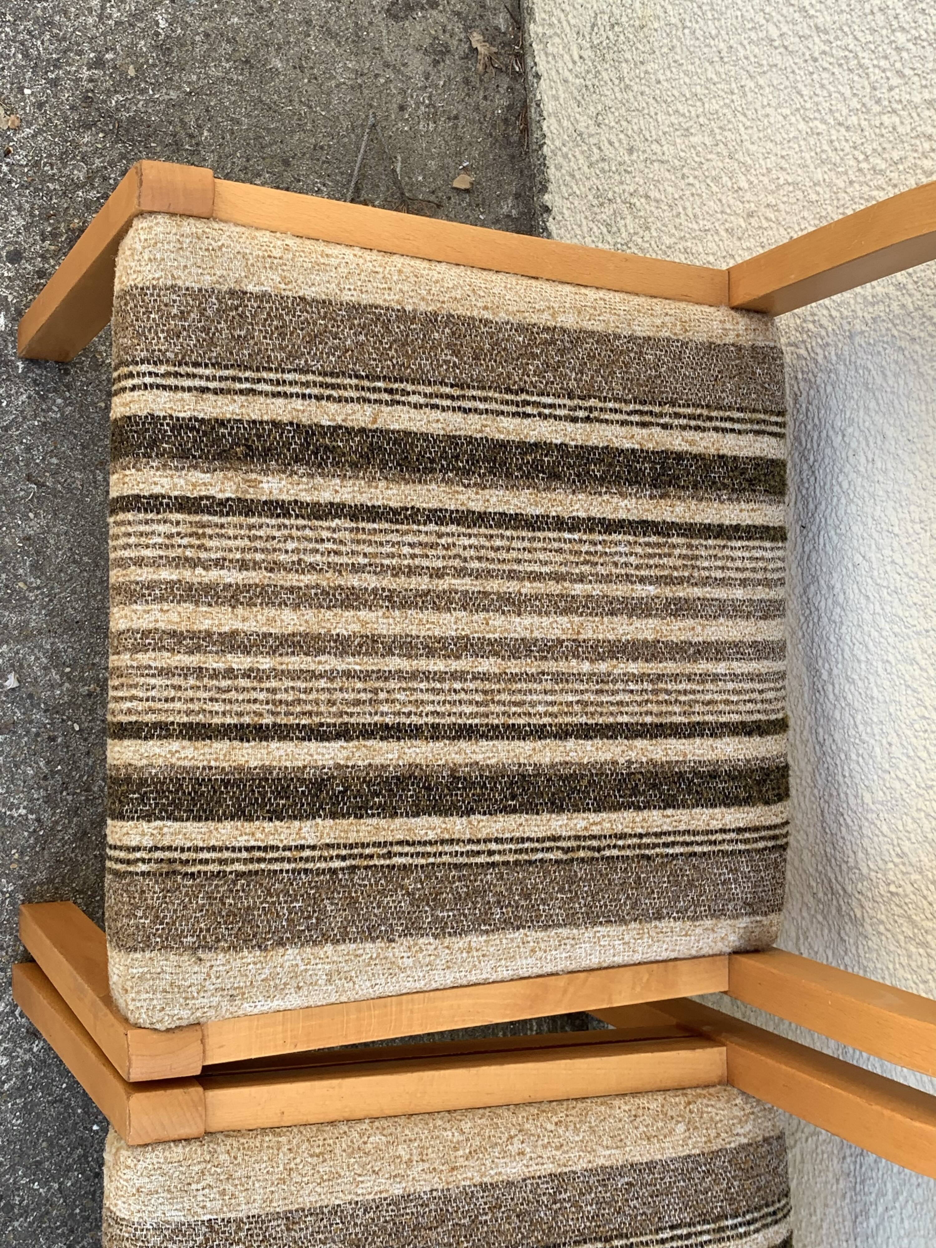 Suite of 4 chairs self beech brass and wool 1960