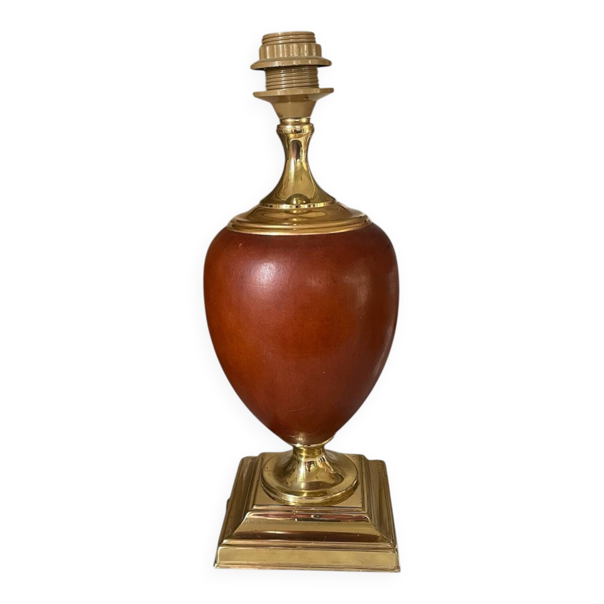 Lampe Le Dauphin vintage, cuir et métal doré