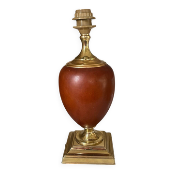 Vintage Le Dauphin lamp, leather and gold metal