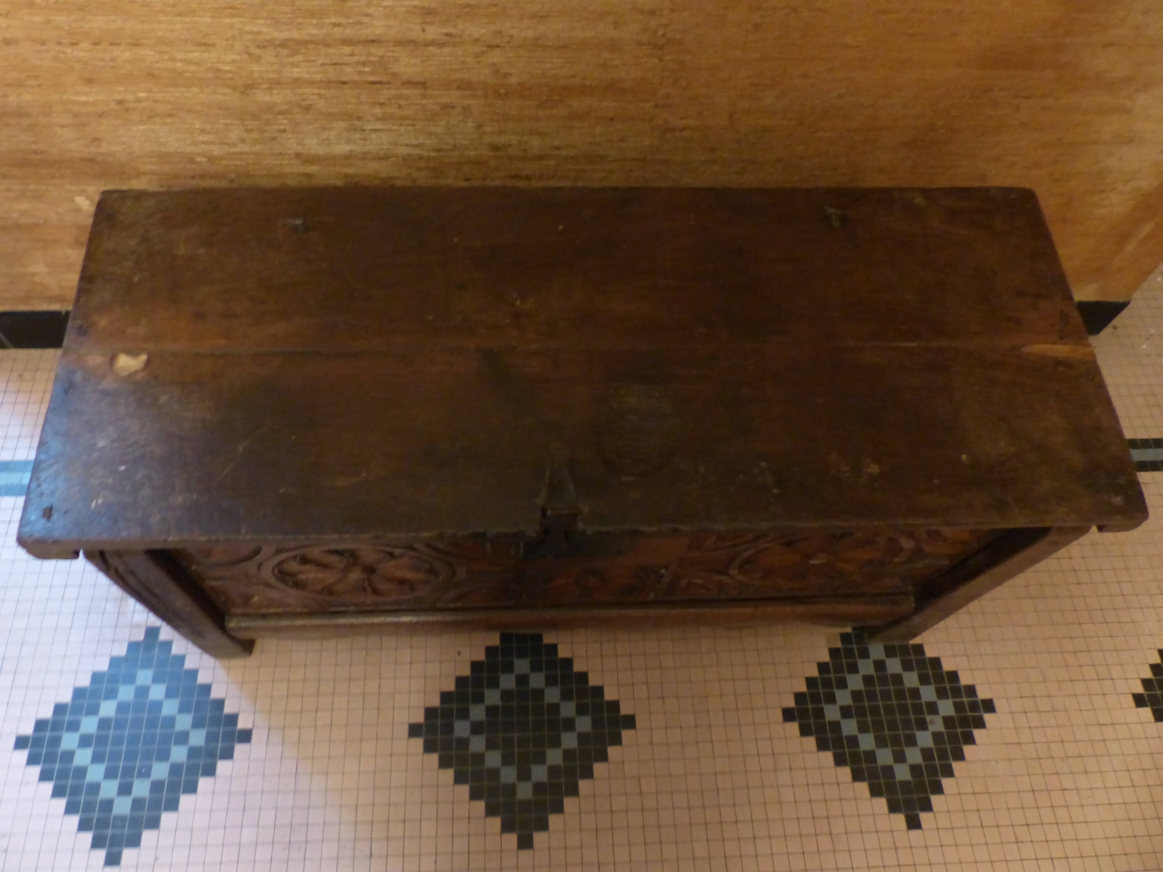 Old sulpture wooden chest