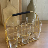 Scoubidou glass holder and its 6 glasses 1960